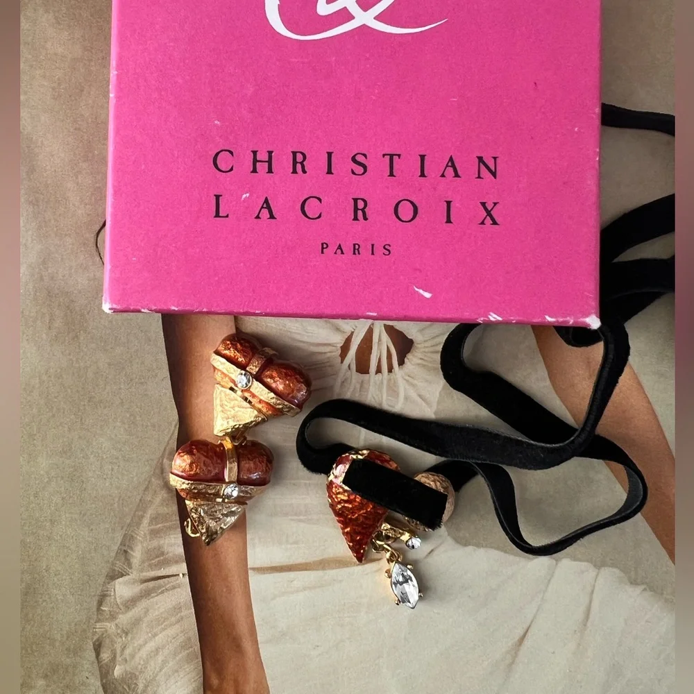 Christian Lacroix vintage heart rare set earrings + necklace